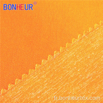 Tissu en polyester et coton satiné orange jaune fluorescent